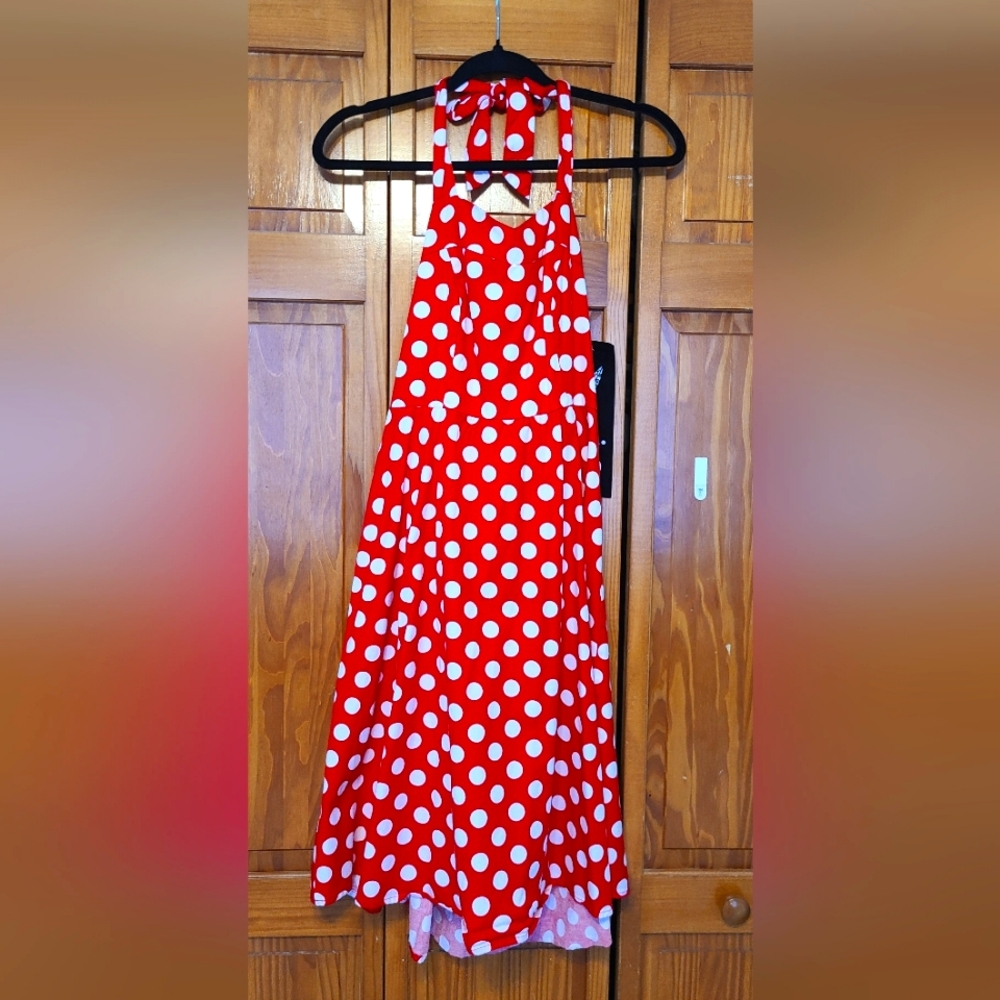 Polka Dot Dress Red Size M - Picture 3 of 9